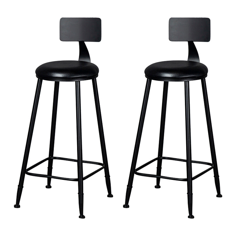 Modern Armless Backrest Counter Stool Iron Kitchen Bar Stool with Cushion