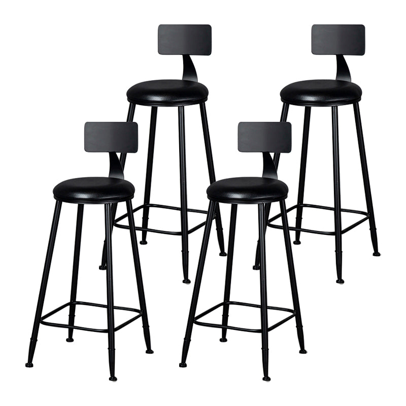 Modern Armless Backrest Counter Stool Iron Kitchen Bar Stool with Cushion