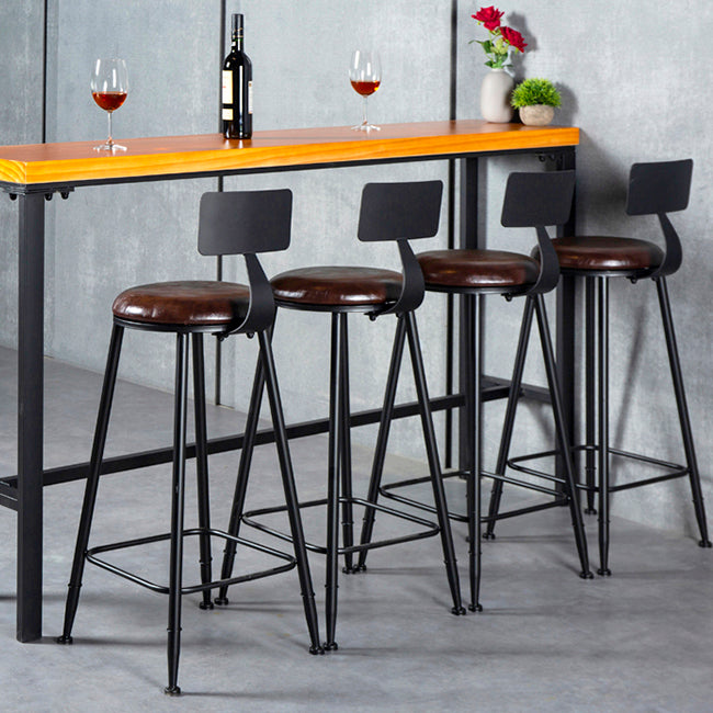 Modern Armless Backrest Counter Stool Iron Kitchen Bar Stool with Cushion