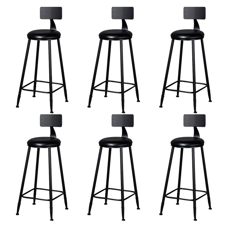 Modern Armless Backrest Counter Stool Iron Kitchen Bar Stool with Cushion