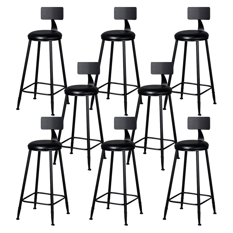 Modern Armless Backrest Counter Stool Iron Kitchen Bar Stool with Cushion