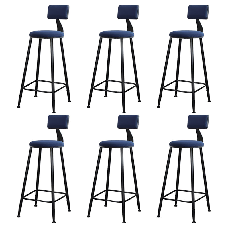 Modern Armless Backrest Counter Stool Iron Kitchen Bar Stool with Cushion