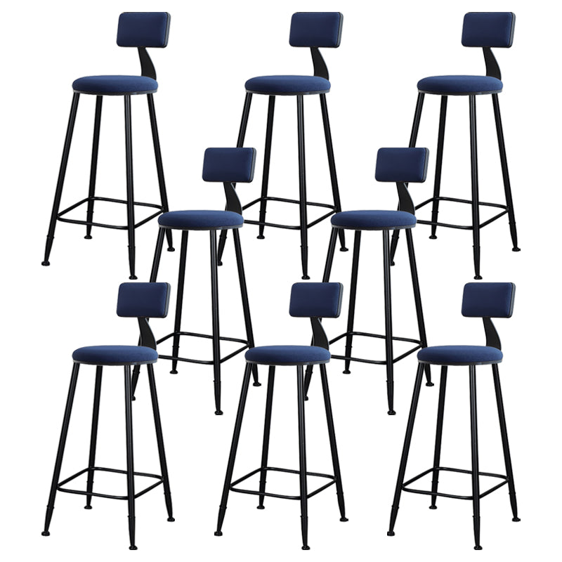 Modern Armless Backrest Counter Stool Iron Kitchen Bar Stool with Cushion