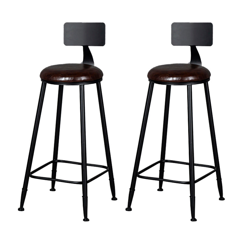 Modern Armless Backrest Counter Stool Iron Kitchen Bar Stool with Cushion