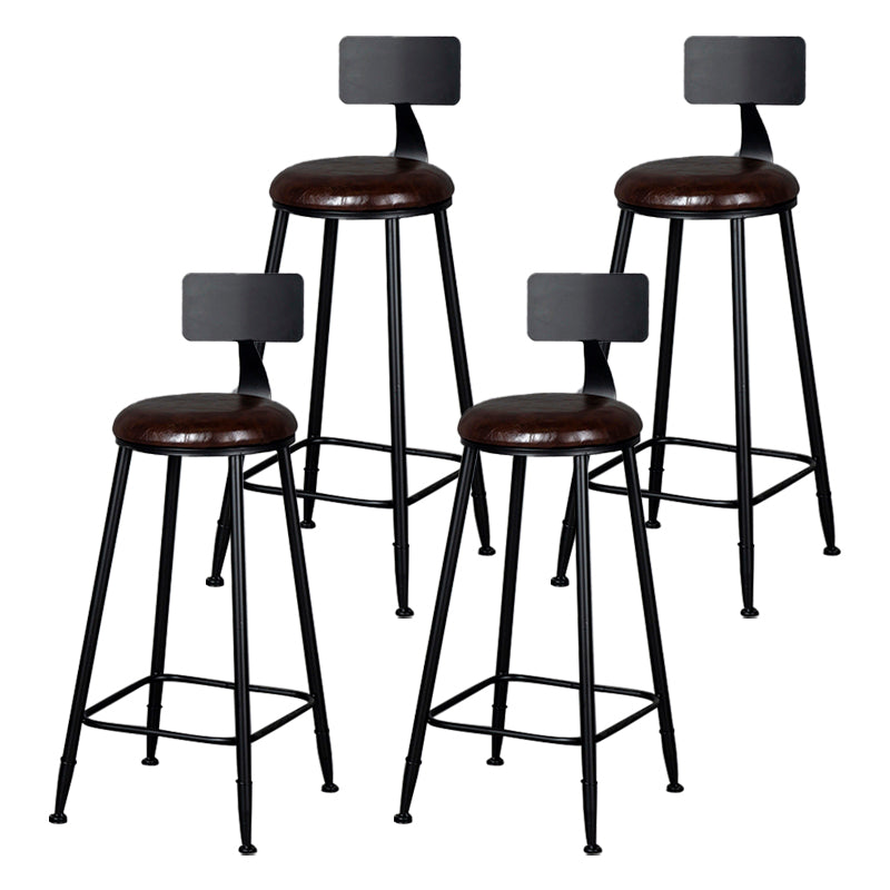 Modern Armless Backrest Counter Stool Iron Kitchen Bar Stool with Cushion