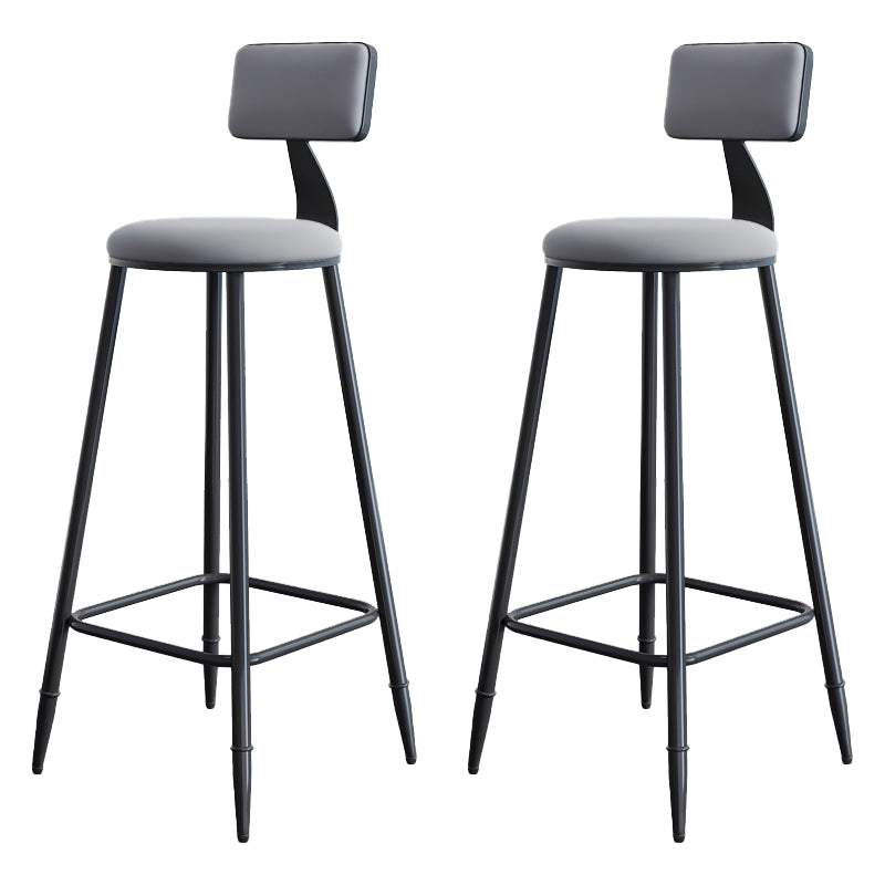 Modern Armless Backrest Counter Stool Iron Kitchen Bar Stool with Cushion