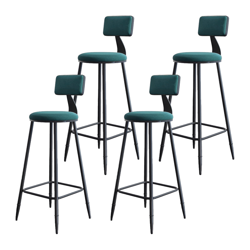 Modern Armless Backrest Counter Stool Iron Kitchen Bar Stool with Cushion