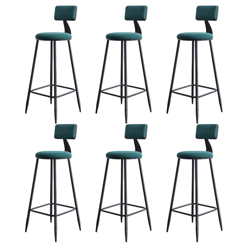 Modern Armless Backrest Counter Stool Iron Kitchen Bar Stool with Cushion