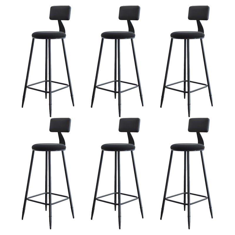 Modern Armless Backrest Counter Stool Iron Kitchen Bar Stool with Cushion
