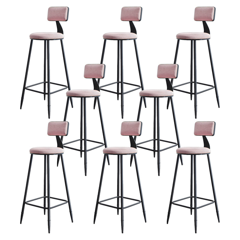 Modern Armless Backrest Counter Stool Iron Kitchen Bar Stool with Cushion