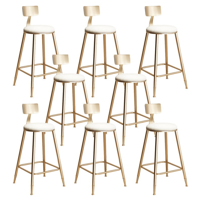 Glam Living Room Round Stool Matte Finish PU Leather Barstool