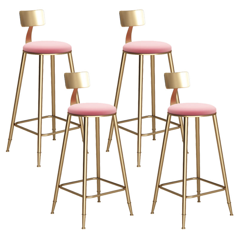 Glam Living Room Round Stool Matte Finish PU Leather Barstool