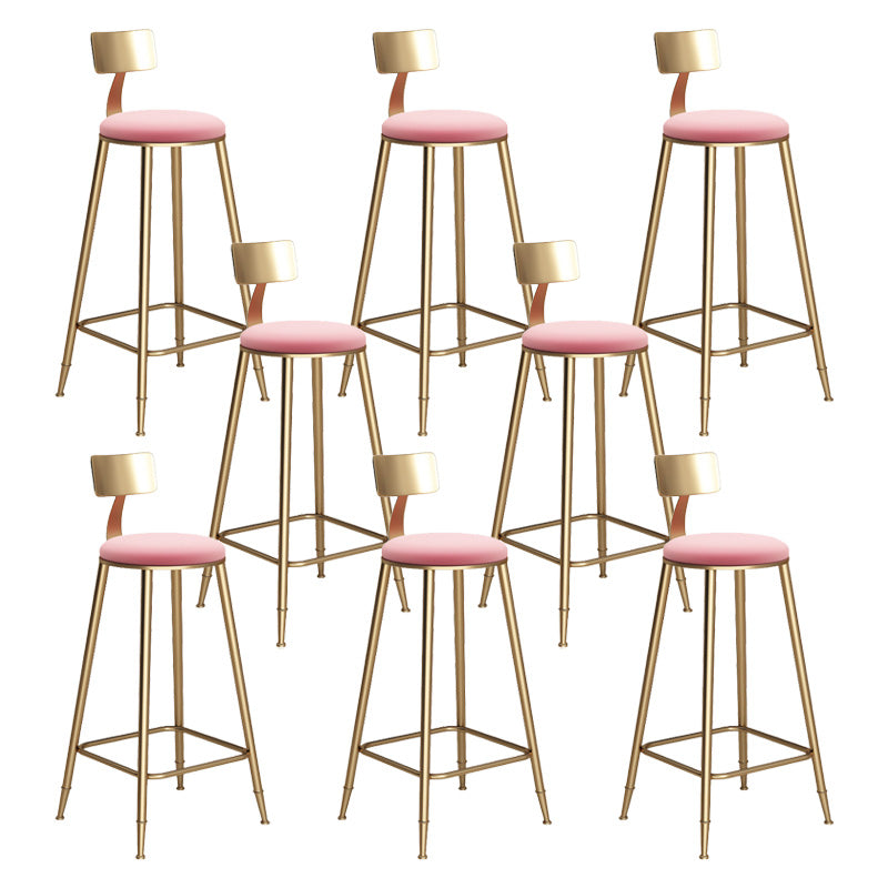 Glam Living Room Round Stool Matte Finish PU Leather Barstool
