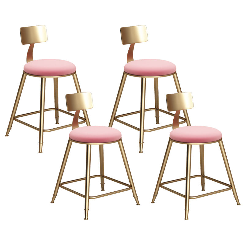 Glam Living Room Round Stool Matte Finish PU Leather Barstool