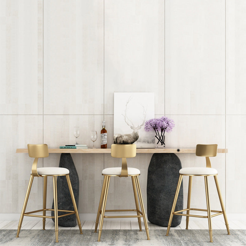 Glam Living Room Round Stool Matte Finish PU Leather Barstool