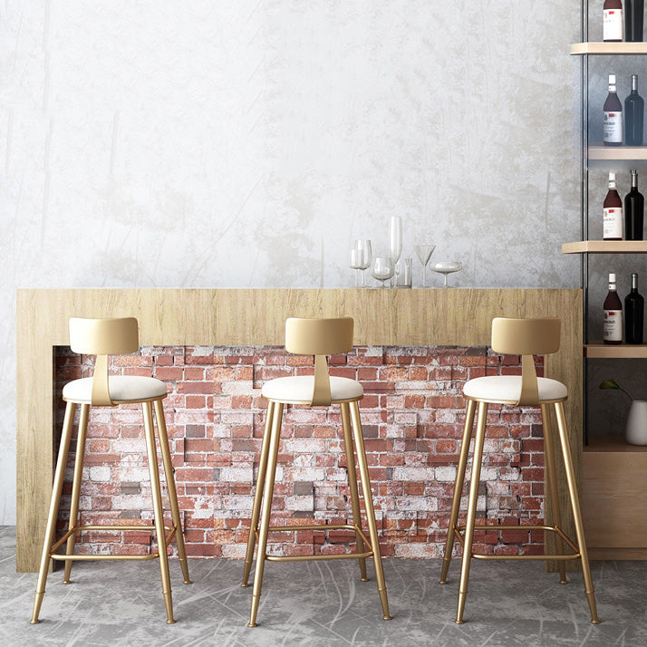 Glam Living Room Round Stool Matte Finish PU Leather Barstool