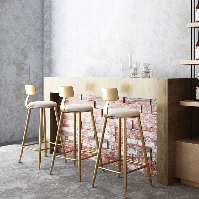 Glam Living Room Round Stool Matte Finish PU Leather Barstool