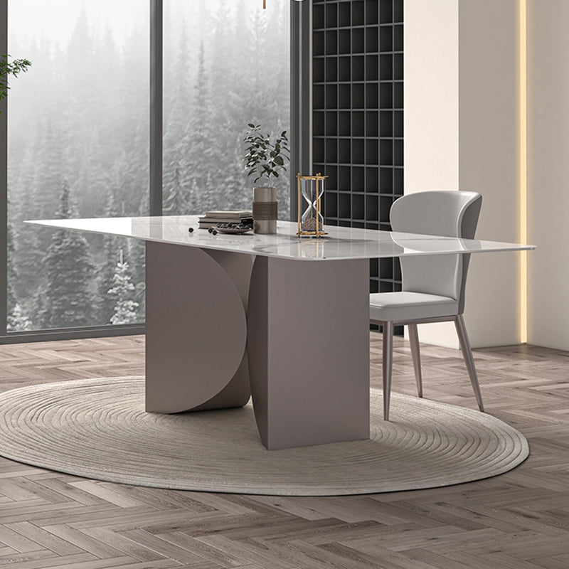 Nordic Glam Rectangle Sintered Stone Dining Table Set 1/2/4/6/7 Pieces Dining Set