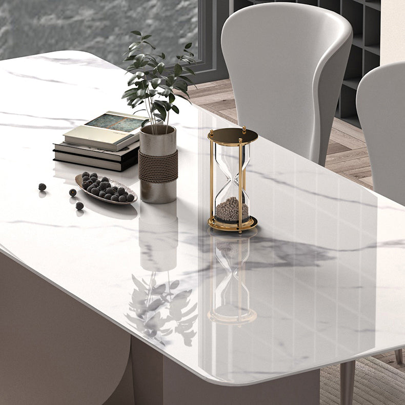 Nordic Glam Rectangle Sintered Stone Dining Table Set 1/2/4/6/7 Pieces Dining Set