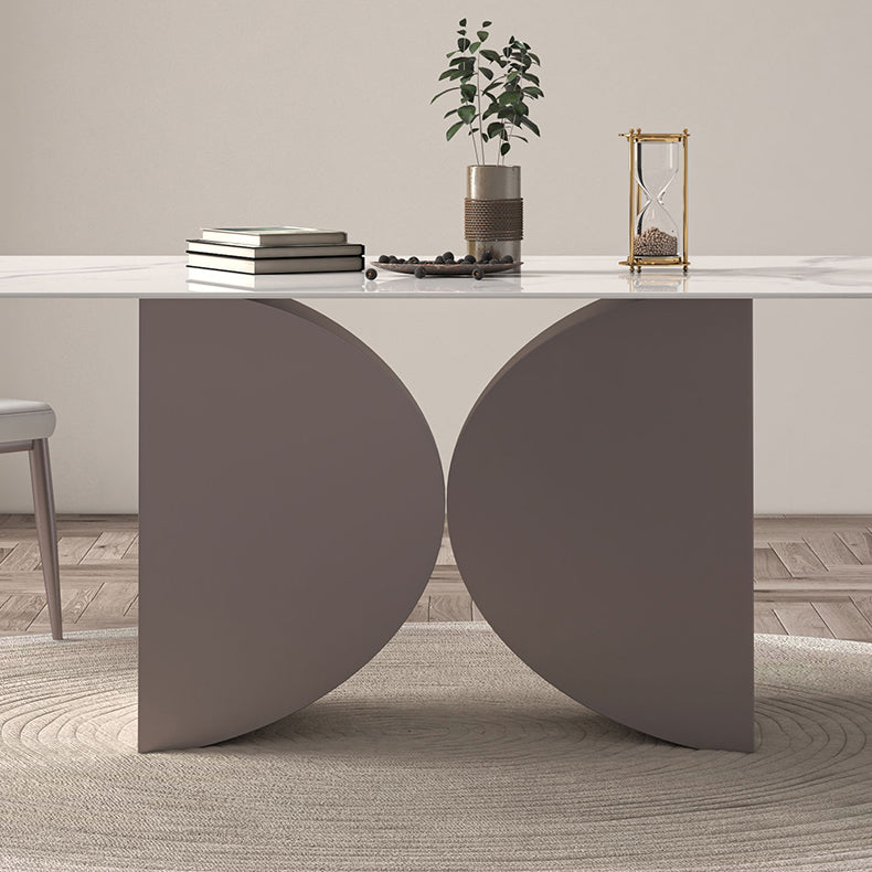 Nordic Glam Rectangle Sintered Stone Dining Table Set 1/2/4/6/7 Pieces Dining Set
