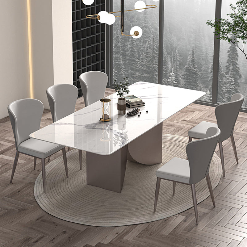 Nordic Glam Rectangle Sintered Stone Dining Table Set 1/2/4/6/7 Pieces Dining Set