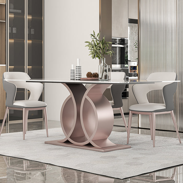 Nordic Glam Rectangle Sintered Stone Dining Table Set 1/4/5/6/7 Pieces Set