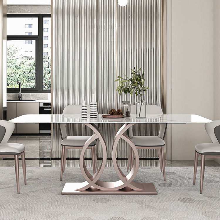 Nordic Glam Rectangle Sintered Stone Dining Table Set 1/4/5/6/7 Pieces Set