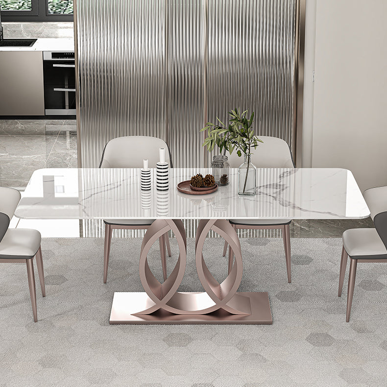 Nordic Glam Rectangle Sintered Stone Dining Table Set 1/4/5/6/7 Pieces Set