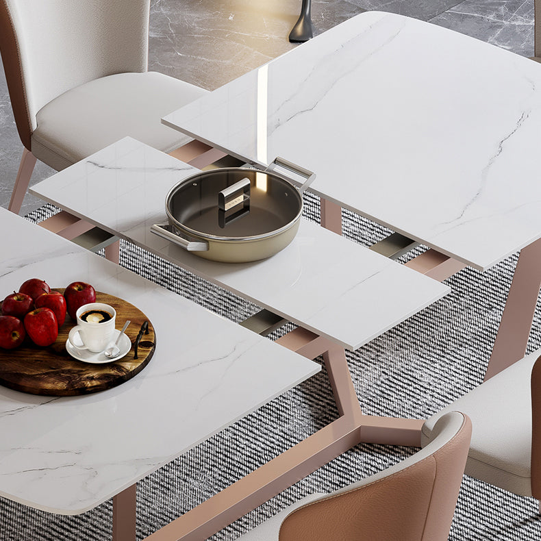 Extendable Sintered Stone Top Dining Set Rectangle 1/4/5/7 Pieces Dining Table with Chairs