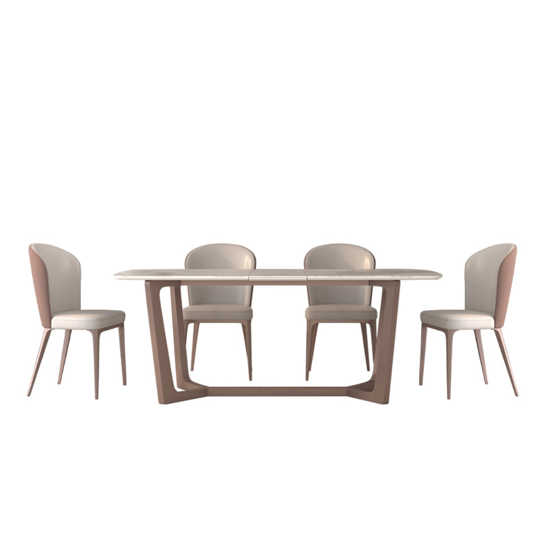Extendable Sintered Stone Top Dining Set Rectangle 1/4/5/7 Pieces Dining Table with Chairs