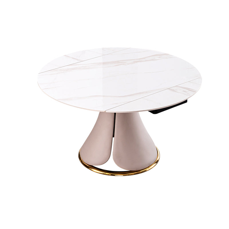 Glam Leatherwear Dinette Set 1/2/5/7 Pieces Round Scalable Sintered Stone Dining Table Set