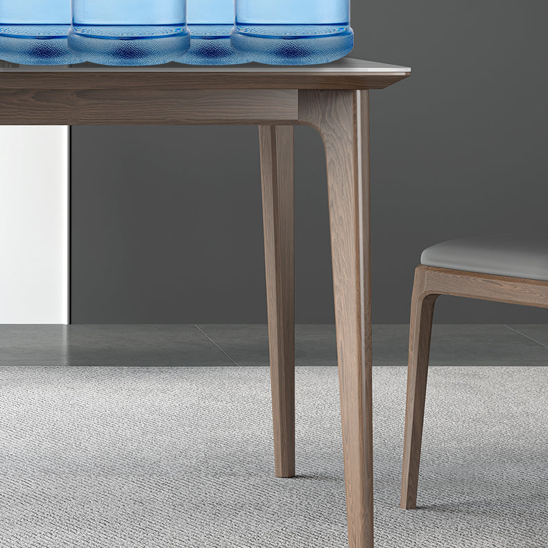 Modern Ash Wood Dinette Set 1/3/4/5/7 Pieces Rectangle Sintered Stone Top Dining Table Set