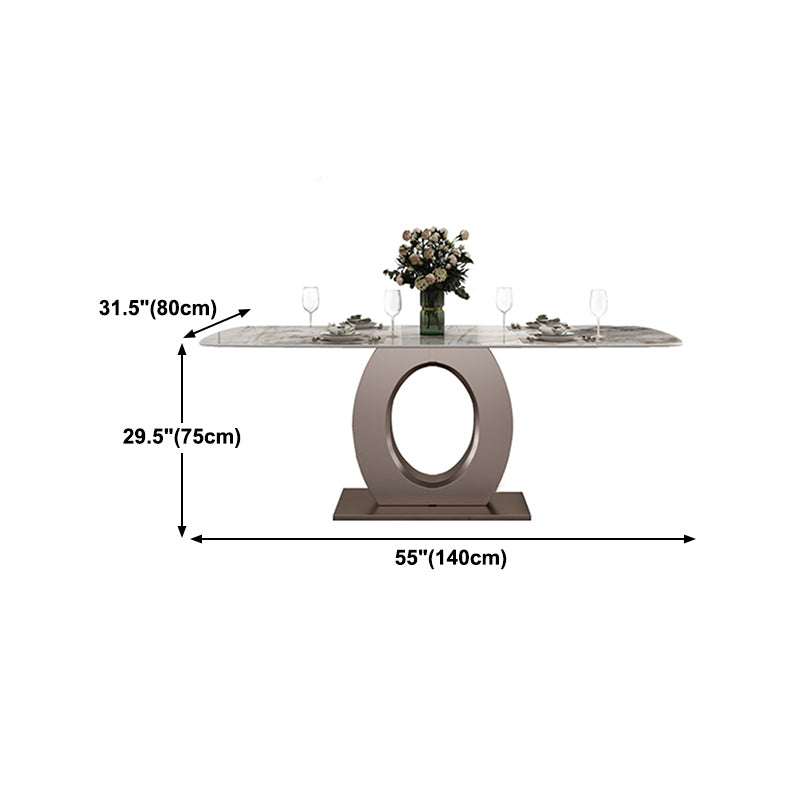 Luxury Sintered Stone Top Table Rectangle Indoor Table with Gold Metal Pedestal
