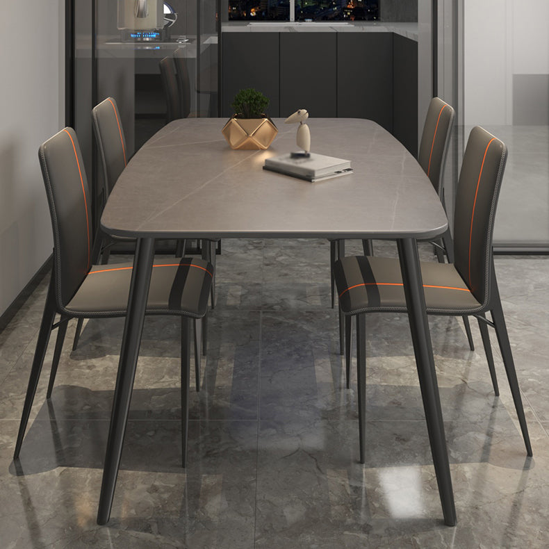 Sintered Stone Indoor Table in Grey Industrial Kitchen Table with 4 Legs
