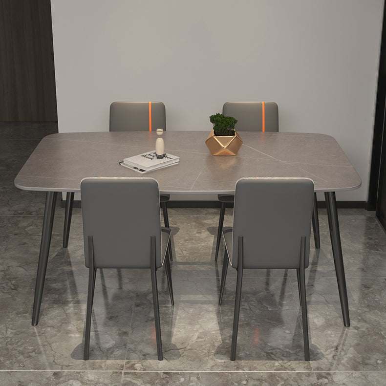 Sintered Stone Indoor Table in Grey Industrial Kitchen Table with 4 Legs