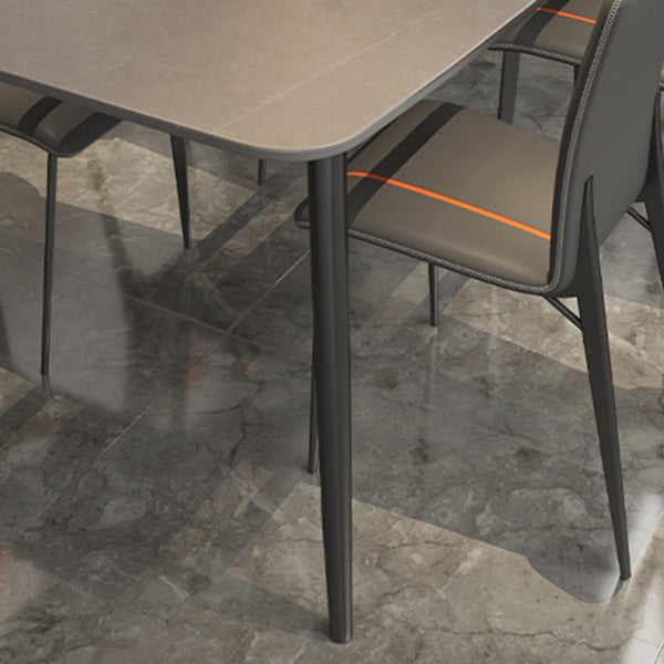 Sintered Stone Indoor Table in Grey Industrial Kitchen Table with 4 Legs