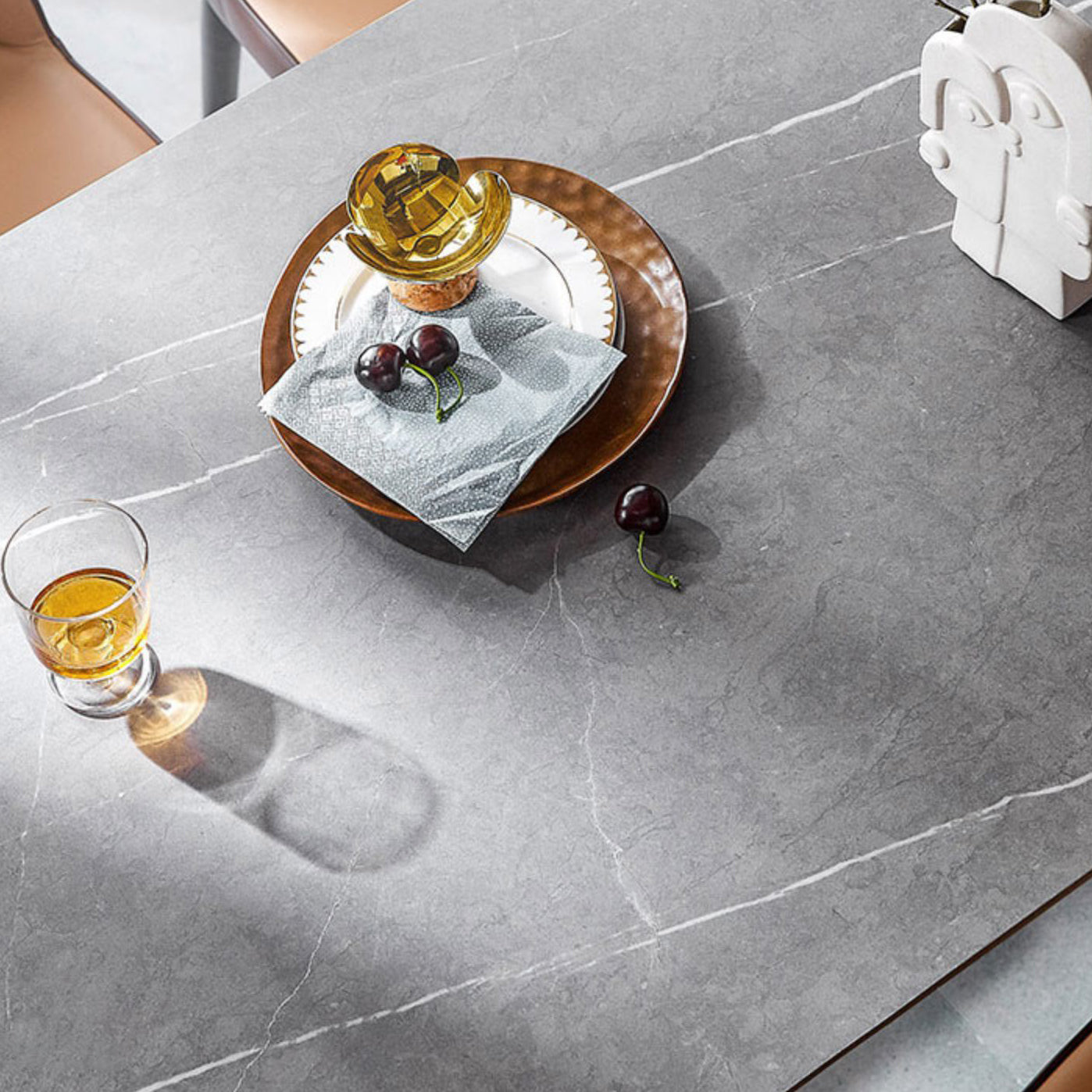Sintered Stone Indoor Table in Grey Industrial Kitchen Table with 4 Legs