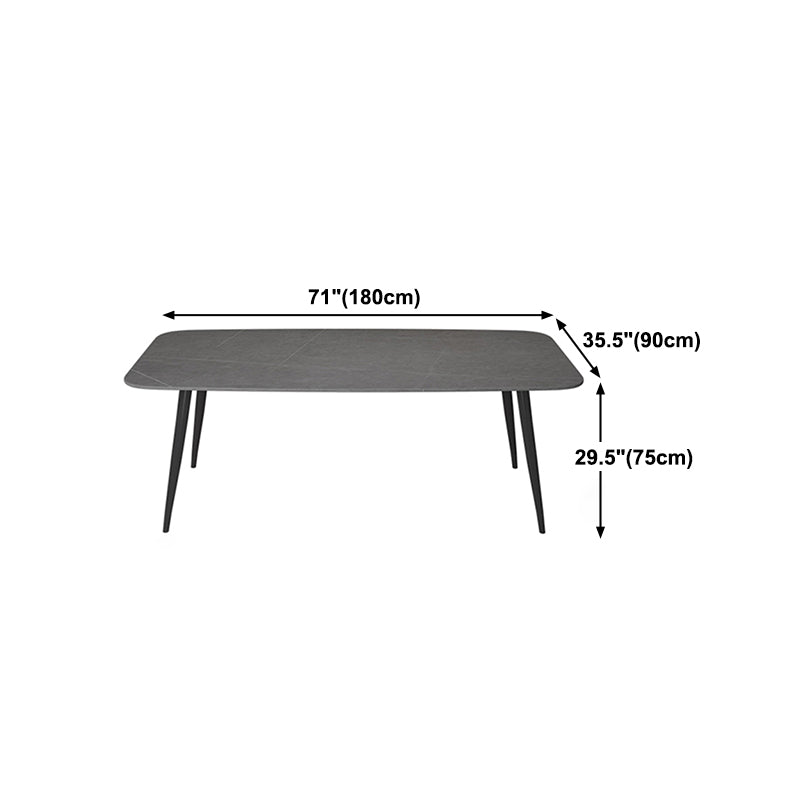 Sintered Stone Indoor Table in Grey Industrial Kitchen Table with 4 Legs