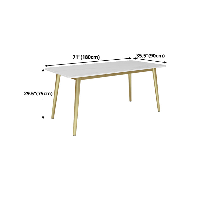 Traditional Luxury Dining Table White Sintered Stone Table with Gold Frame