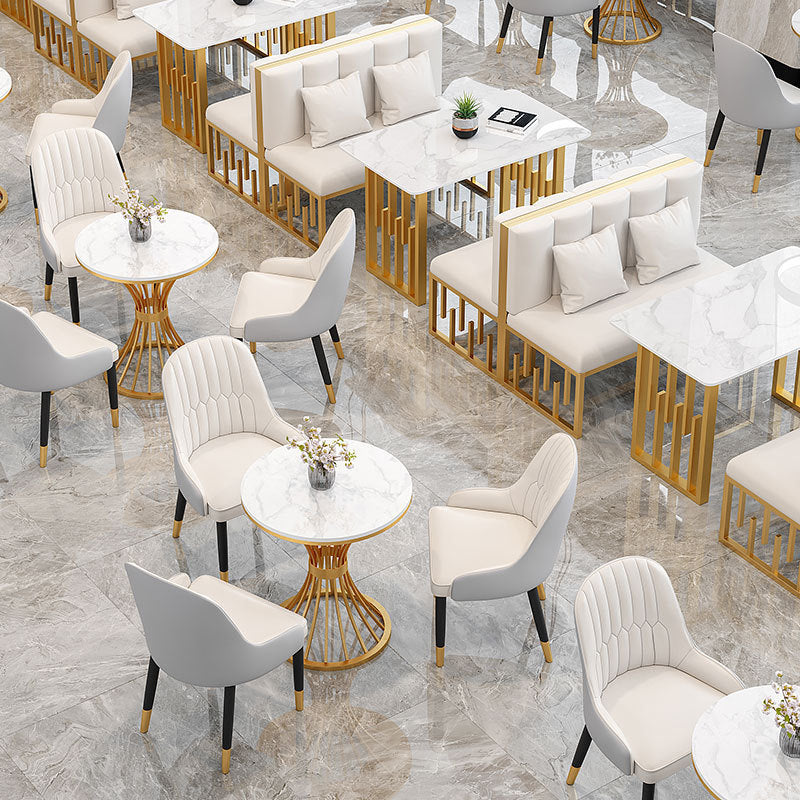 Traditional Luxury Dining Table Sintered Stone Top Dining Table with Gold Frame