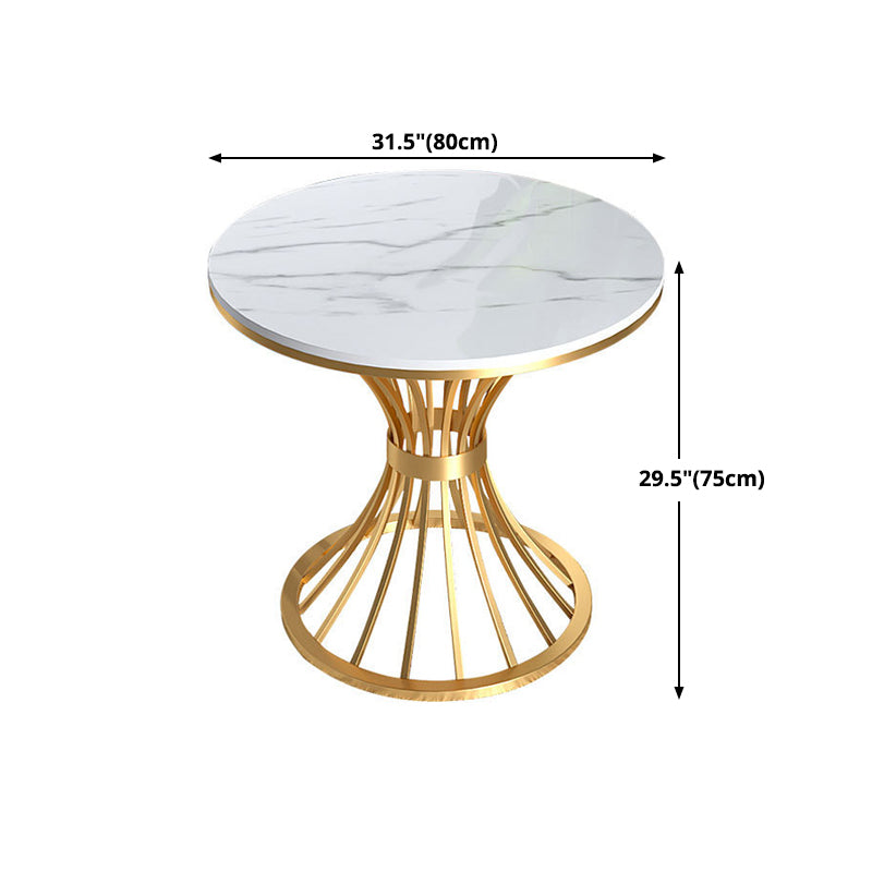 Traditional Luxury Dining Table Sintered Stone Top Dining Table with Gold Frame