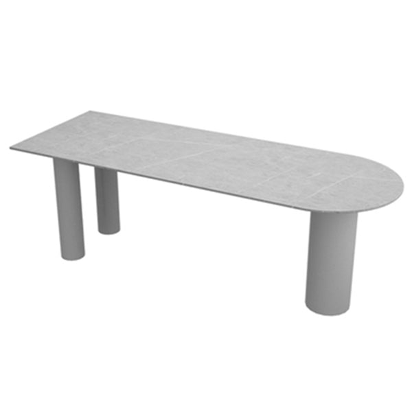 Modern Oval Dining Table Grey Solid Wood Double Pedestal Table Home Kitchen Dinner