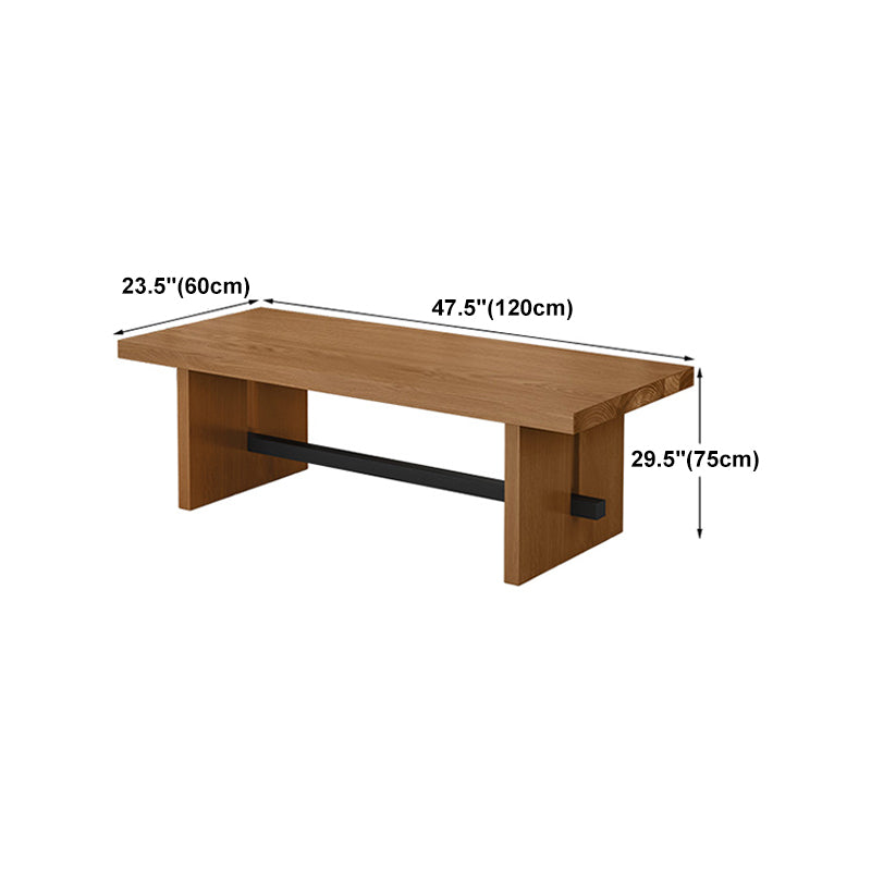 Modern Pine Wood Table in Brown for Restaurant Rectangle Table with Trestle Base