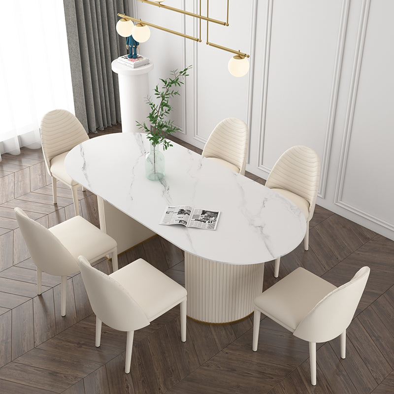 Modern Sintered Stone Dining Table Oval Dinner Room Kitchen Table