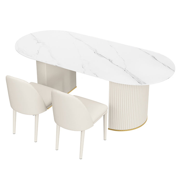 Modern Sintered Stone Dining Table Oval Dinner Room Kitchen Table
