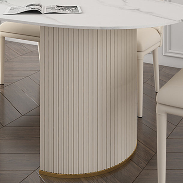 Modern Sintered Stone Dining Table Oval Dinner Room Kitchen Table