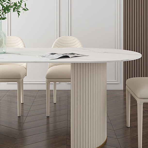 Modern Sintered Stone Dining Table Oval Dinner Room Kitchen Table