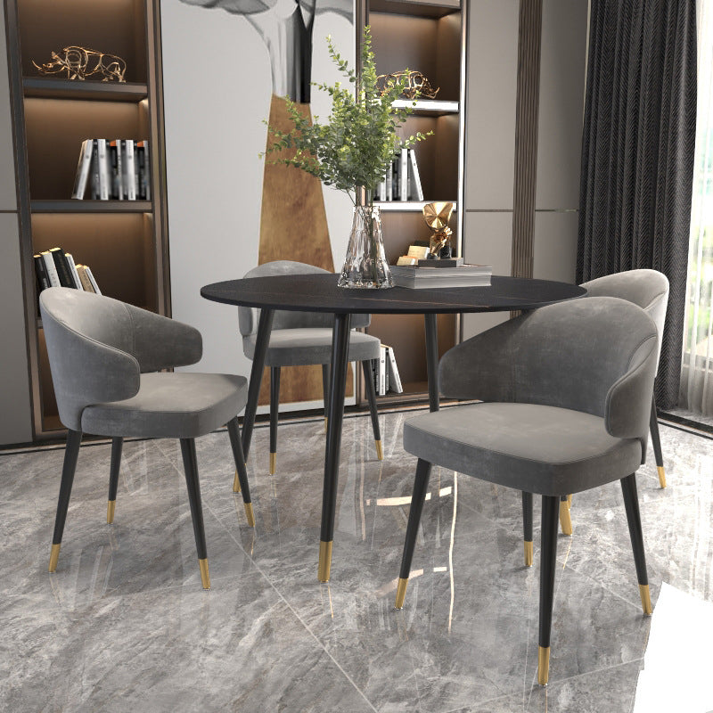 Sintered Stone Matte Finish Restaurant Table 4 Legs Glam Style Dining Table