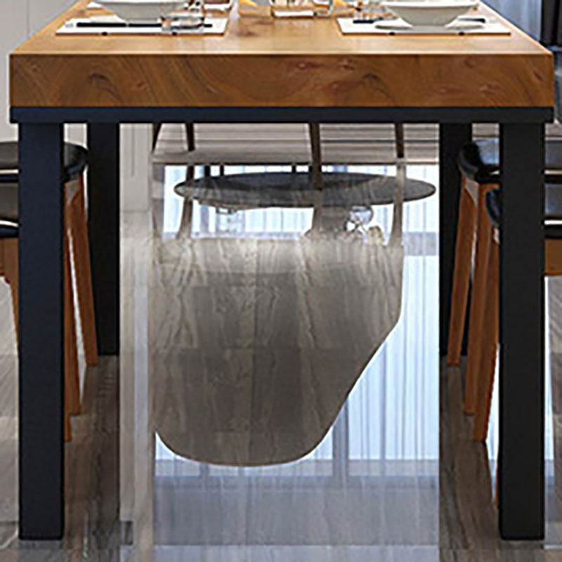 Pine Wood Top Dining Table Industrial Table with 4 Legs in Black