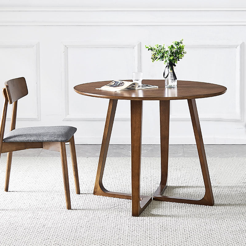 Simple Walnut Ash Dining Table Double Solid Wood Pedestal Home Table